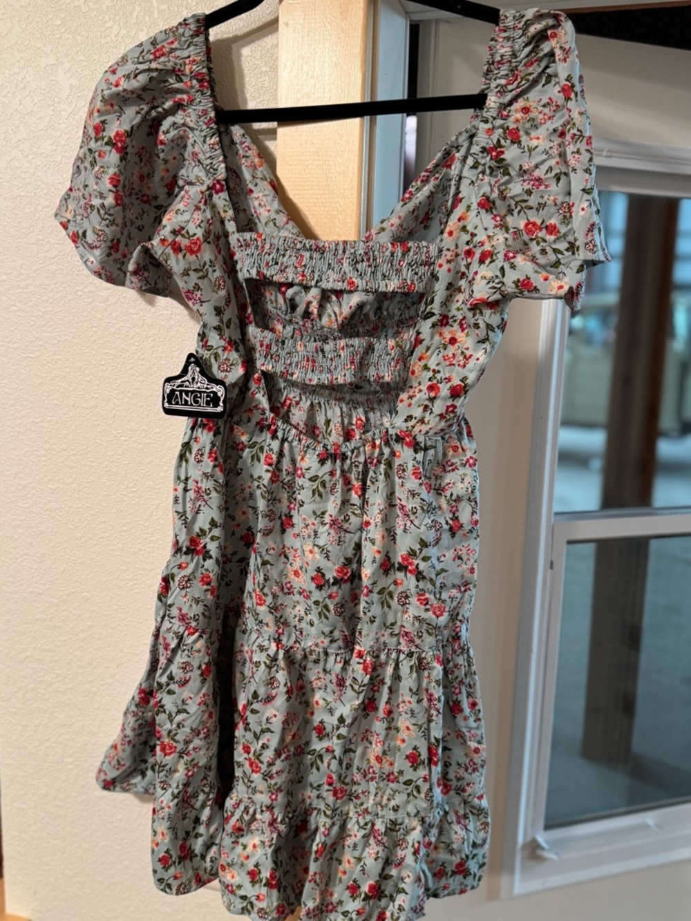 Angie Light Blue Floral Tie-Front Dress - Picture 4 of 6